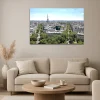 Grand tableau photo de Paris vue du ciel au format horizontal 80x120 cm accroché dans un salon.